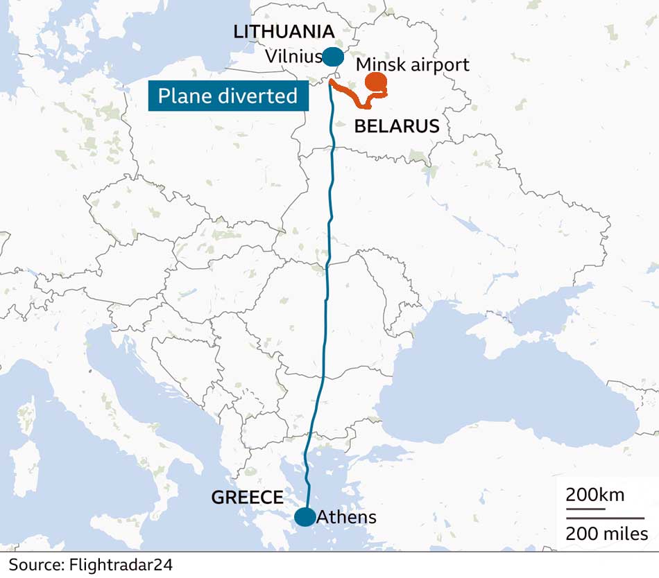 Map Rynair flight